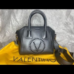 Mario Valentino Rockstud crossbody bag silver